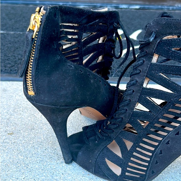 Women’s Nine West Suede Blk Booties Size 7.5 - Picture 2 of 5